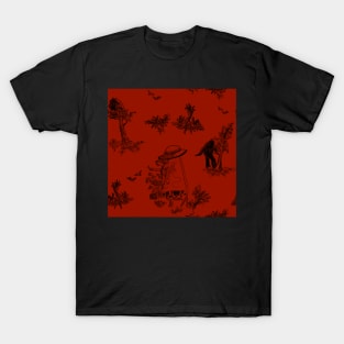 Goth Cryptid Pastoral Mothman Bigfoot and Aliens Toile Print T-Shirt